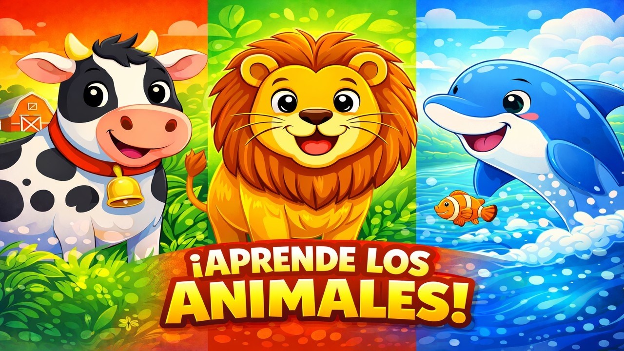 Aprende los ANIMALES 🐶🐠🐄🦁 | Animales del mar, granja y selva para niños.