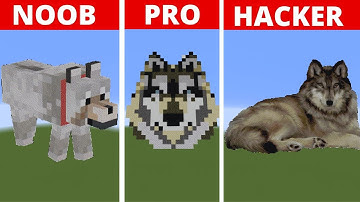 Pixel Art NOOB VS PRO VS HACKER Wolf in Minecraft