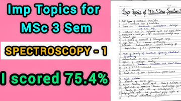 Important Topics for Spectroscopy 1 - MSc 3 Sem || Scored 75.4% by preparing these topics