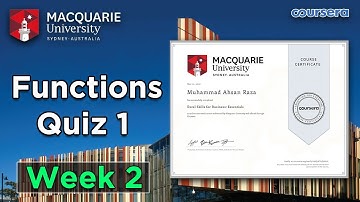 Week 2 | Functions Quiz 1 Solved | Excel Skills for Business Essentials | Macquarie University