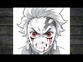 رسم تانجيرو كامادو بعيون حمراء وملامح غاضبة رسم تانجيرو من قاتل الشياطين رسم انمي سهل خطوة بخطوة