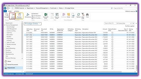 Reverse or Cancel Fixed Assets Ledger Entries in Navision & Business Central