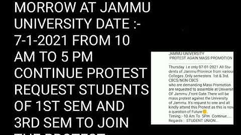 🔴TOMORROW WILL BE HUGE PROTEST BY STUDENTS OF 1ST SEM AND 3RD SEM AT JAMMU UNIVERSITY |(7-1-2021)