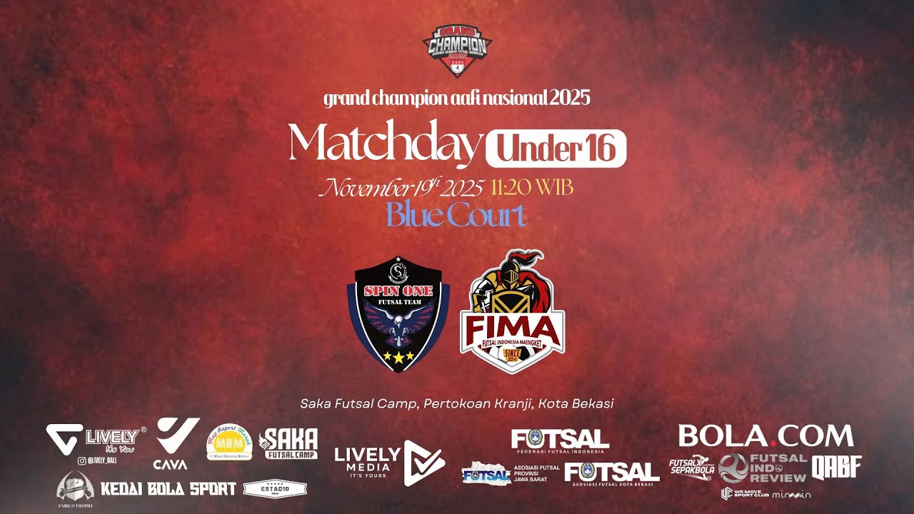 🔴[LIVE] GRAND CHAMPION AAFI NASIONAL 2025 U-16 || SPIN ONE FT VS FIMA