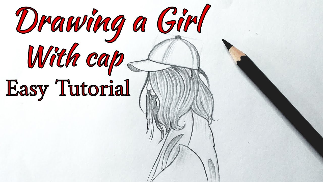 Girl with cap drawing #girldrawing #girlsketch #easysketch