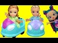 BUMPER Cars! Elsa & Anna toddlers in Shopkins World ! Shopkins turn into Stones ! Dream come true