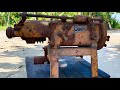 Restoration antique well drill gearbox | Restore and repair rusty old geological drill gearbox