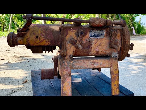 Restoration antique well drill gearbox | Restore and repair rusty old geological drill gearbox