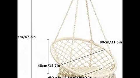 BCGI Hammock Chair Macrame Swing, Hanging Cotton Rope Swing Chair, Comfortable Sturdy Hanging Chairs