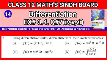 Class 12 Maths Unit 3 Exercise 3.4 Question 7(iv,v,vi) Differentiation / Derivative