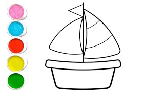 easy boat⛵ drawing for kids and toddlers step by step drawing