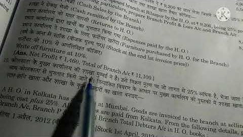 Branch Account Q n 15 Book Dr s k Singh financial accounting for Bcom H