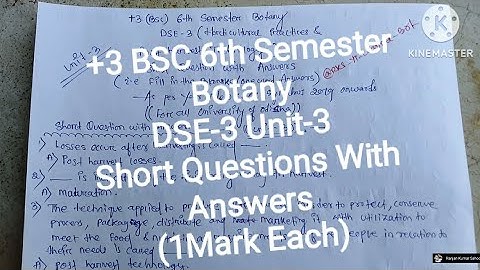 +3 BSC Botany 6th Sem DSE-3 Short Questions With Answer Unit-3 | Fill In The Blanks/Oneword | 1Mark|