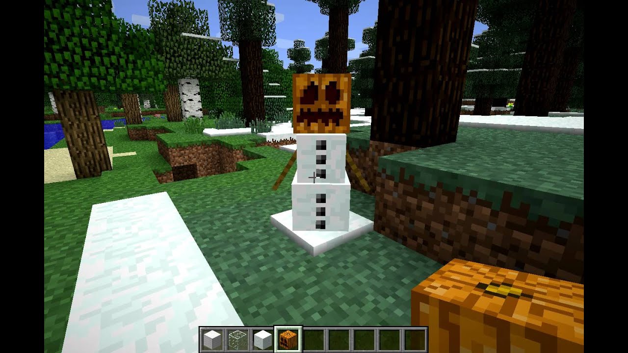 Minecraft Tutorials: How to make a snowman! - YouTube