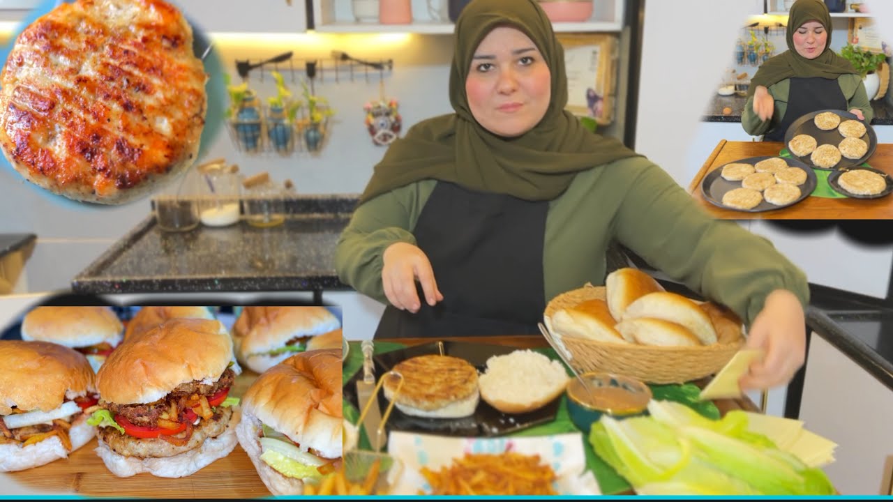 ‏طلبوا أطفالي بركر  نفس المطاعم سويتها أطيب وارخص بركر دجاج بصل مقرمش بطاطا مقرمش شيف غفران