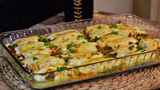 قوارب الكوسا بصلصلة البشاميل طعم عالمي⬆️⬆️⬆️  Zucchini Boats with meat and béchamel