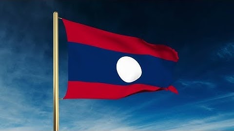 4K Laos flag slider style. Waving in the wind with cloud background animation Stock video