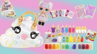 Pooey Puitton DIY Slime Kit Bling Bag with LOL Surprise Unicorn Bedorom Set