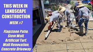 This Week in Landscape Construction 7  Flagstone Patio, Driveway, Wall Renovation, Artificial Turf