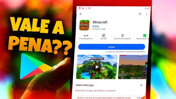 Conseguiu pegar Minecraft de graça na Play Store!? 👀 #rodgrossi