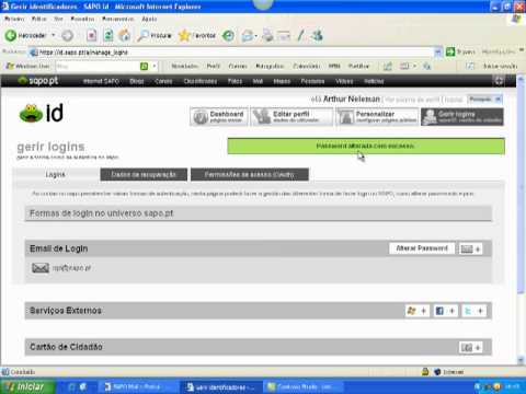Alterar password no sapo.pt
