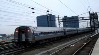 Amtrak : AEM-7 Coupled Onto 13 Amfleet Cars @ Going To Newark Penn Station