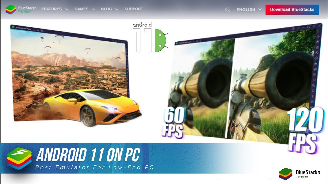 Requisitos de Sistema do BlueStacks para jogar no Android 11 a 120 FPS