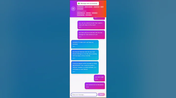 (Mate AI Demo) Chat Feature with Personal Assistant Personality