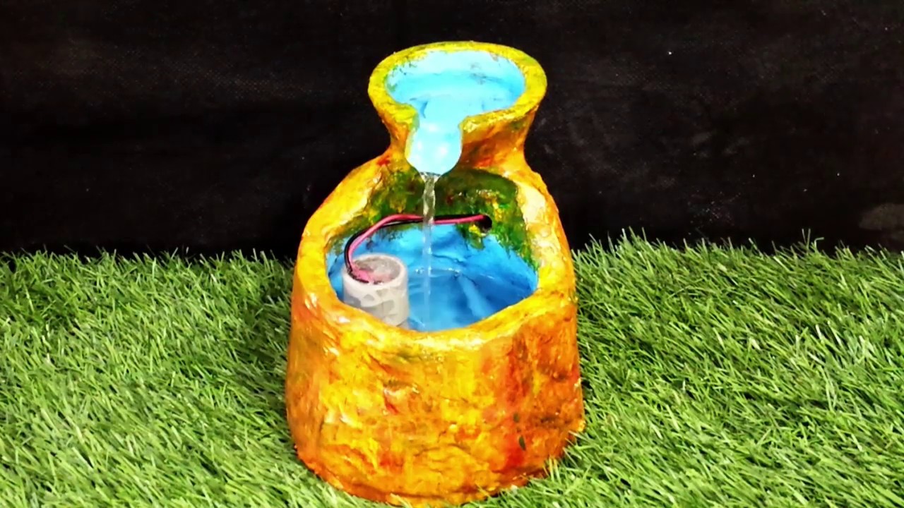 How to make cement waterfall fountain at home YouTube