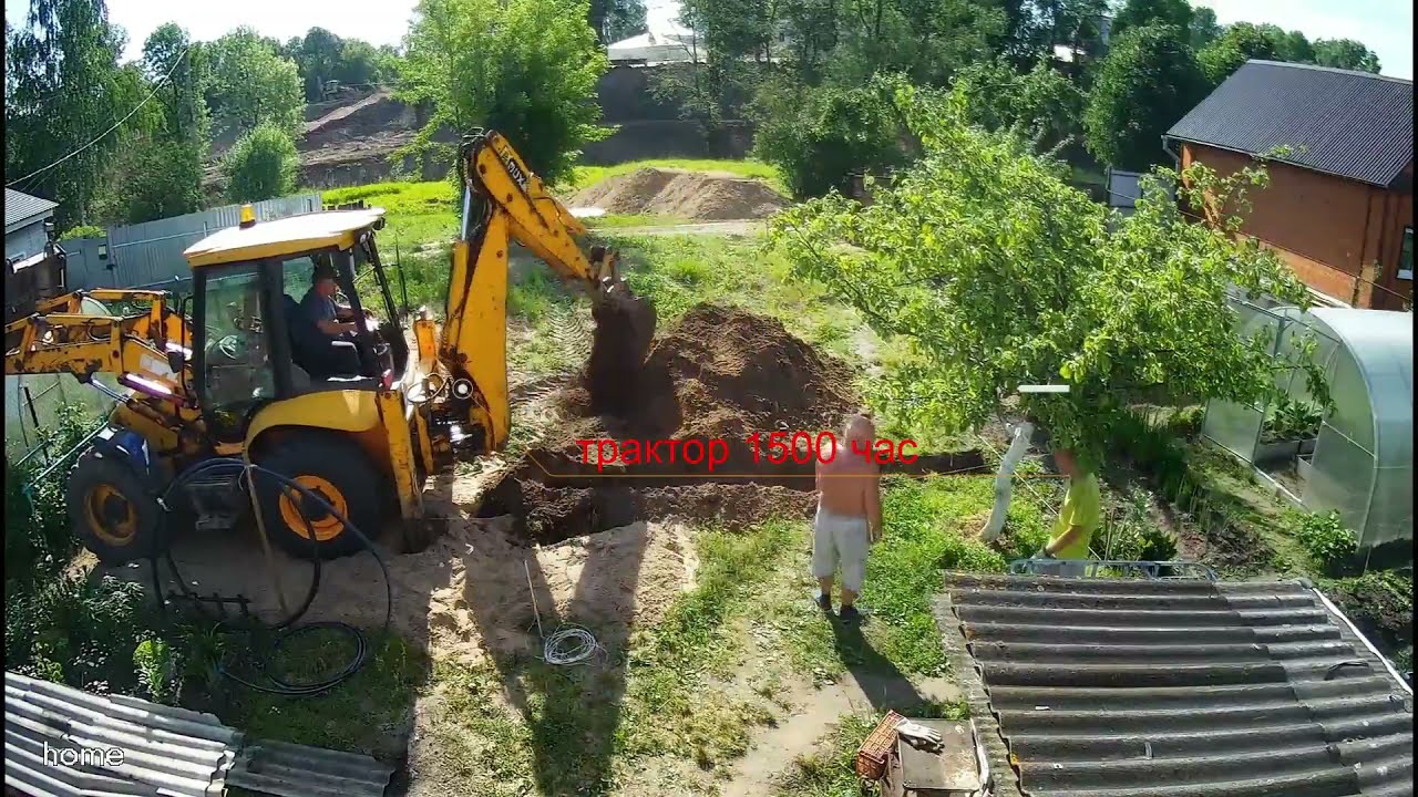Копка траншеи под ленточный фундамент экскаватором. 6 часов за пять ...