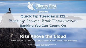 Acumatica Cloud ERP Tip 122:  Banking Process Bank Transactions