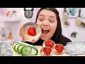 I tried ASMR.. Eating CLEAR Foods: Jelly Fruit, Aloe Vera, Raindrop Cake (Sticky Crunchy Sounds)