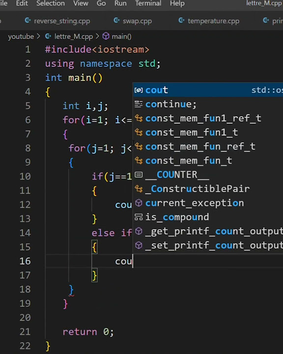 Print letter M in C++ #programming #coding #shorts #tutorial # ...