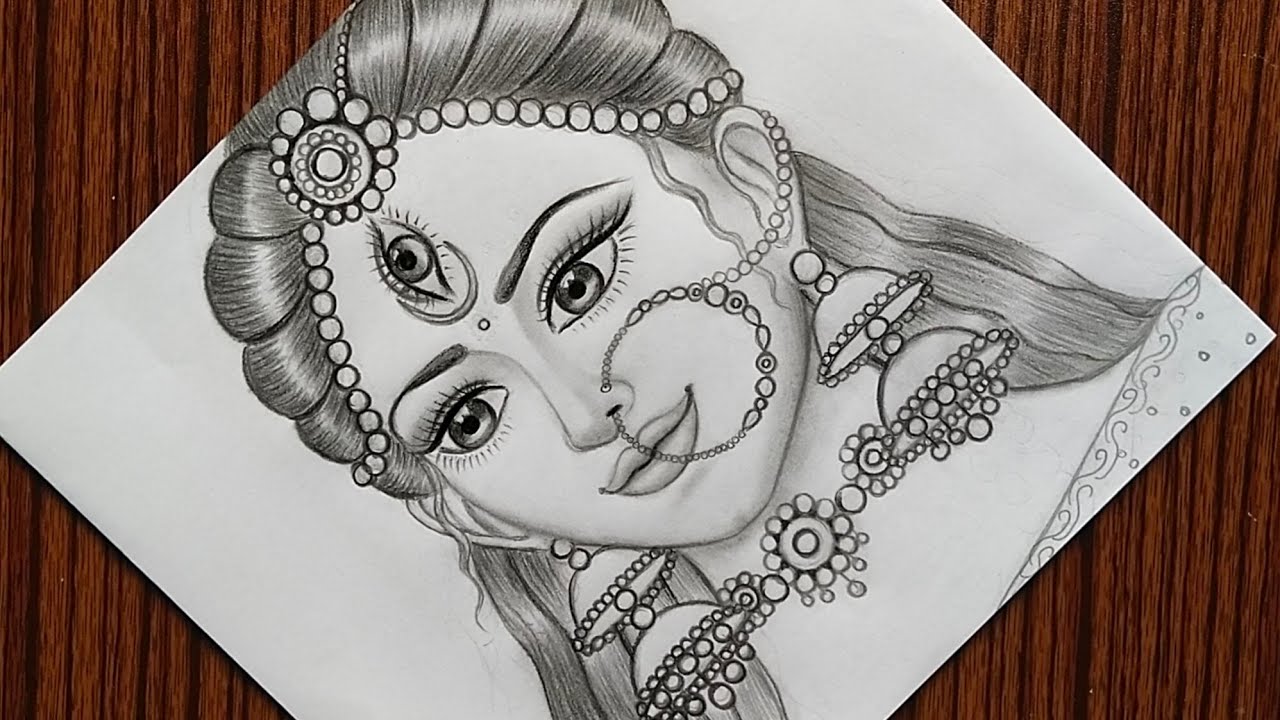 How to draw maa durga face pencil sketch for beginners | Navaratri ...