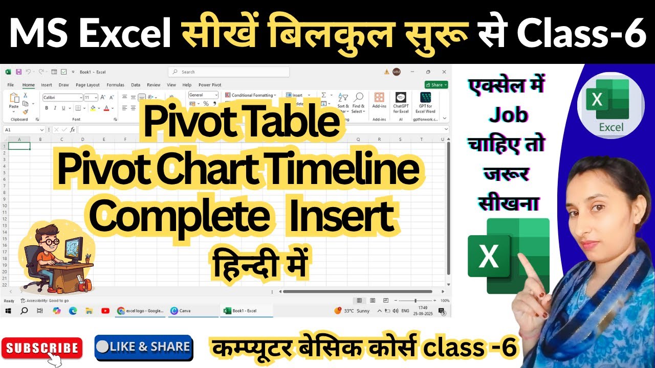 Excel Class-6: Pivot Table, Chart & Timeline  Full Insert Guide for Beginners | Excel for Job🔥
