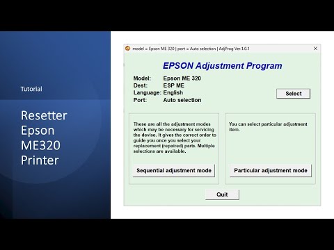 video How to Reset Epson ME320 with Resetter