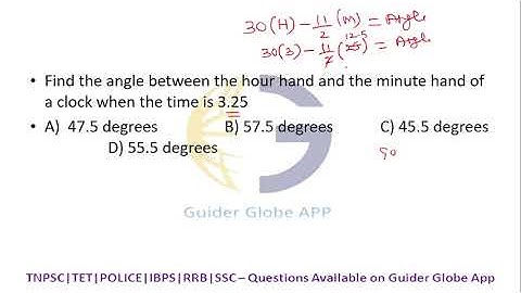 Find the angle between the hour hand and the minute hand of a clock when the timeis 3.25?