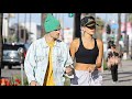 Justin Bieber And Hailey Baldwin Give Money To A Homeless Man During A FroYo Run