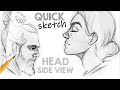 How to draw head  side view