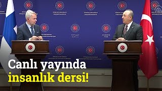 Dışişleri Bakanı Mevlüt Çavuşoğlundan Finlandiyalı Bakana Canlı Yayında Yunanistan Tepkisi