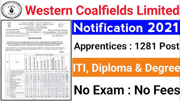 Western Coalfields Ltd ITI Apprentice Online Form 2021| WCL Apprentice Recruitment 2021 Notification