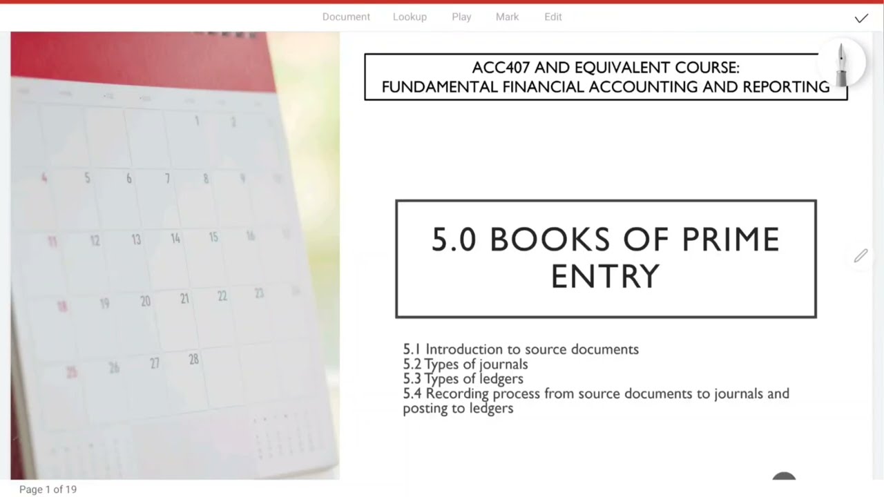 ACC407 - Chapter 5: Book of Prime Entry