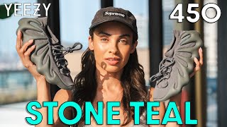 How GOOD is the YEEZY 450 STONE TEAL On Foot Review and How to Style Outfits