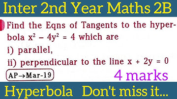 Equations of tangents to hyperbola which is parallel and perpendicular lines @maths naresh eclass