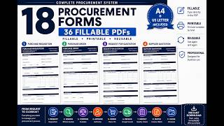 Procurement Forms Bundle 18 Fillable PDF Templates for Purchasing Suppliers