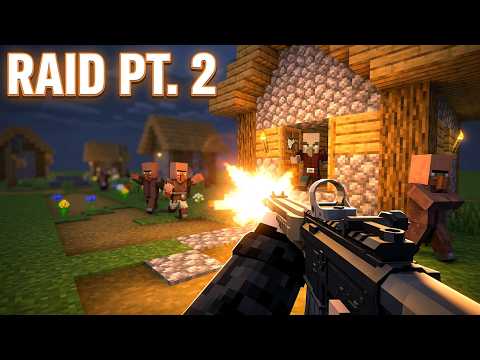 Destroying A Minecraft Village Using Modern Tanks and TaCZ Guns (Part 2)