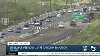 Stretch of WB SR-78 set to reopen after sinkhole repairs Stretch Of Eastbound Sr 78 In Oceanside Closed For Repairs