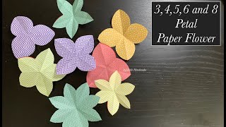 How To Make 3,4,5,6 and 8 Petal Paper Flower | How to cut Paper Flower