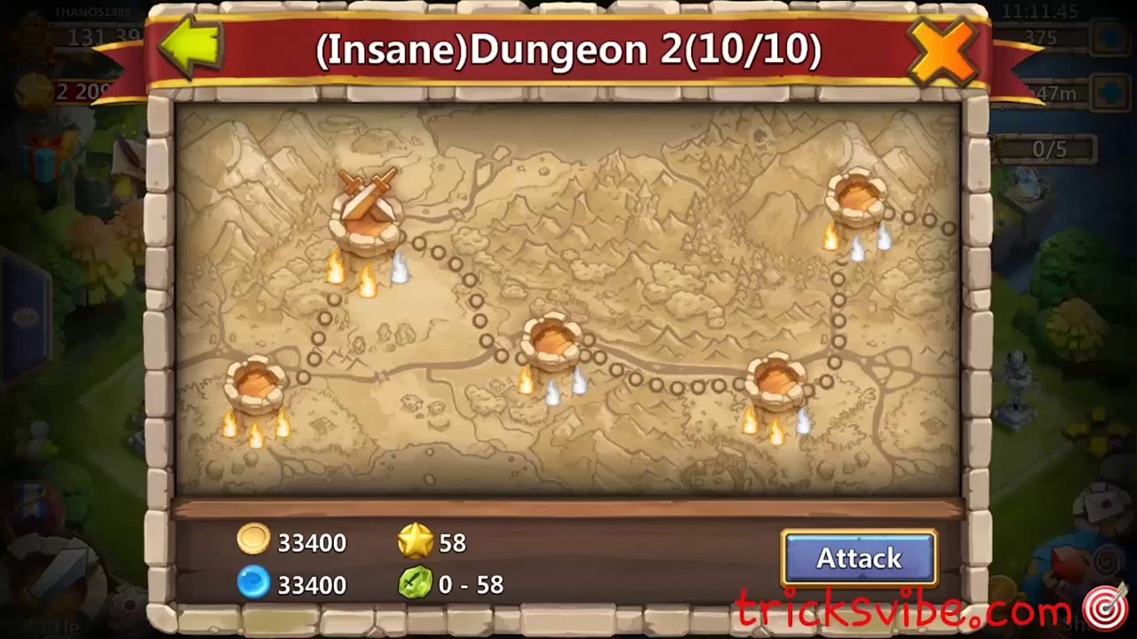 Castle Clash Insane Dungeon 2-2 without mino,sm(f2p heroes only)