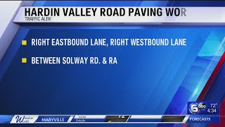 TDOT warns of upcoming road/lane closures on Pellissippi Parkway at Hardin Valley Road
